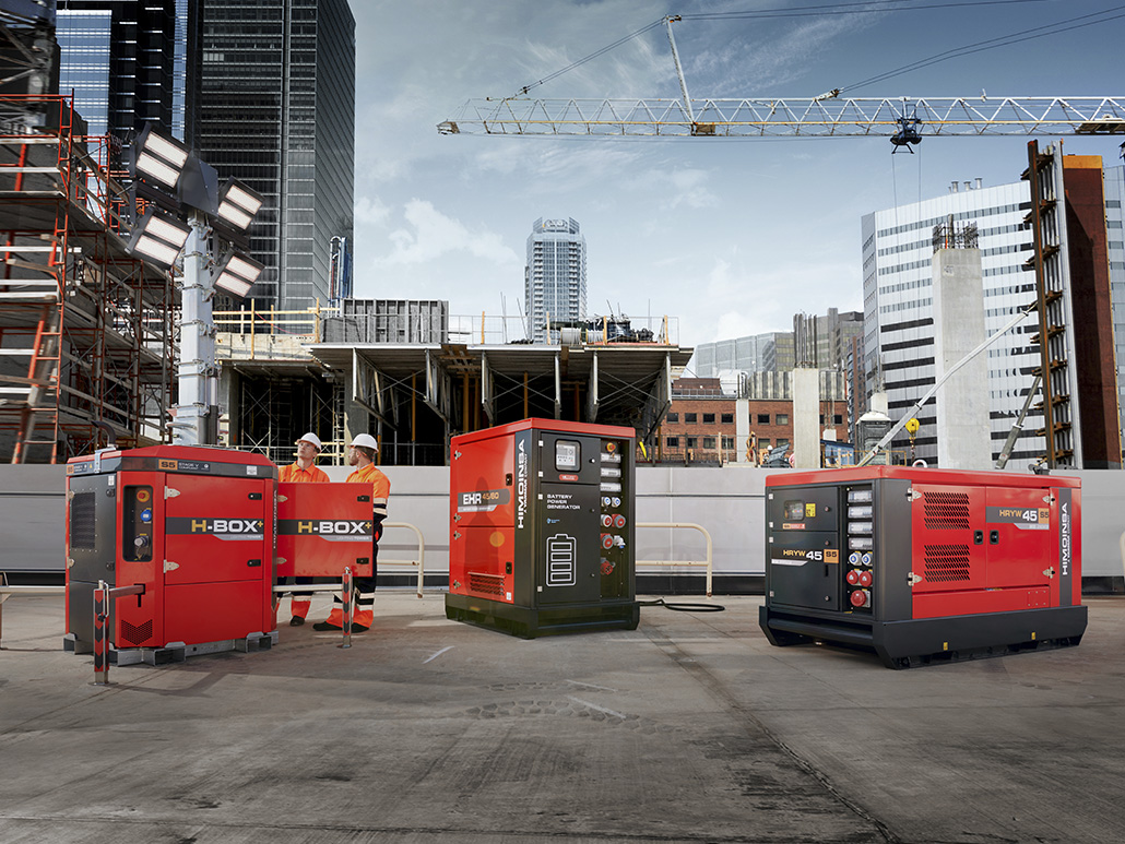 Plantas eléctricas Himoinsa H-BOX, EKR y HRYW 45 en obra de construcción