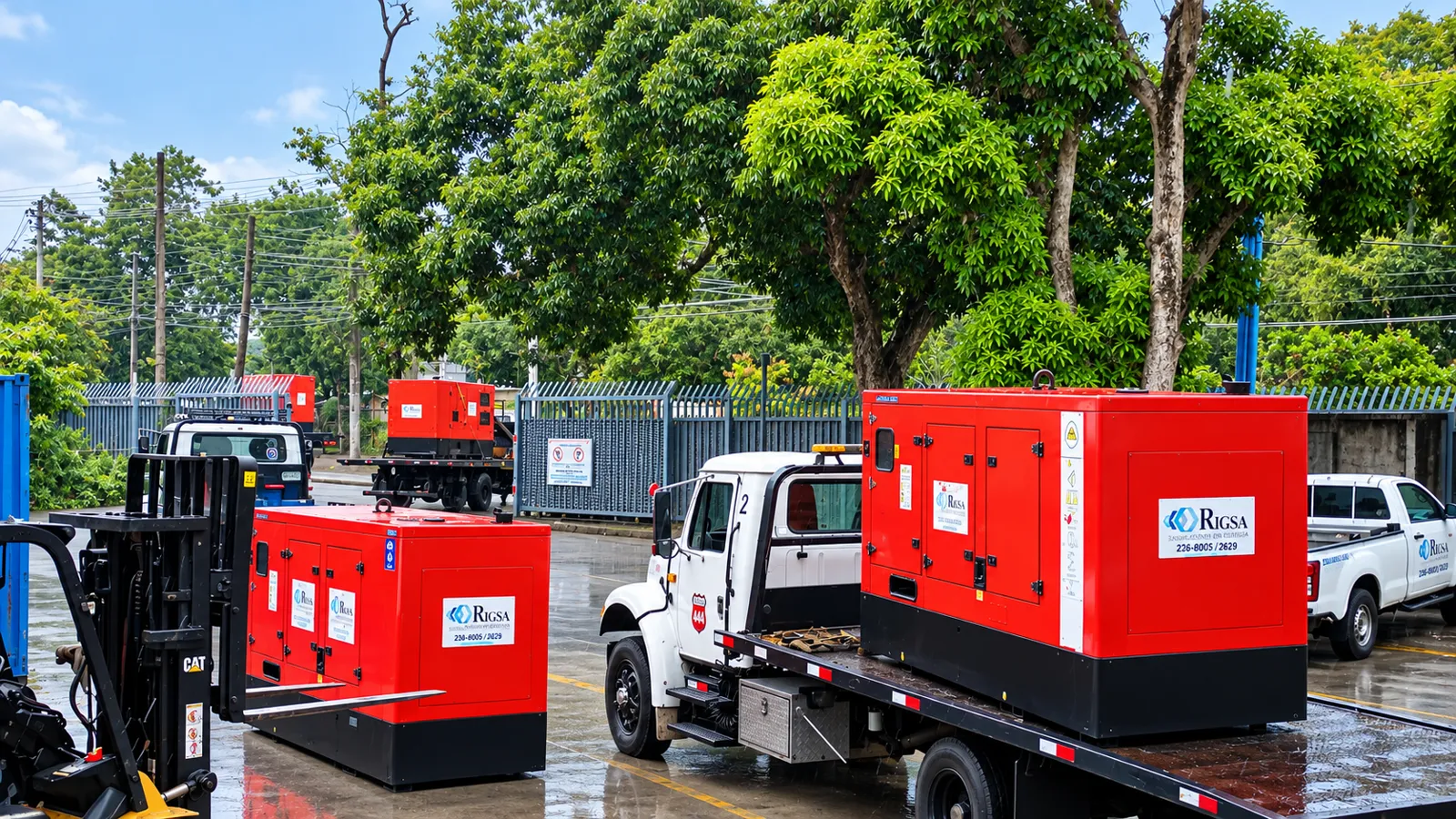 Plantas eléctricas RIGSA listas para despliegue en el patio de operaciones tras el sismo del 9 de octubre